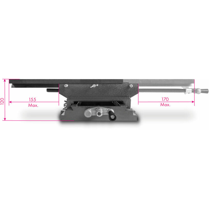 EBERTH Tavola a croce in ghisa e acciaio, piano di lavoro 200 x 360 mm,  altezza 120 mm, morsa per lavori di foratura e fresatura, tavola di  fresatura per trapano, fresatrice e