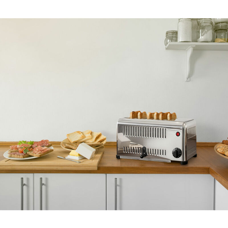 vertes Tostapane Toaster Professionali per 6 Fette (Acciaio Inossidabile,  3240W, 230V, Timer Fino a 5 Minuti, Vassoio per le Briciole, 4 Piedini in  Gomma, 2 o 4 o 6 Panini per Tostare Simultaneamente)