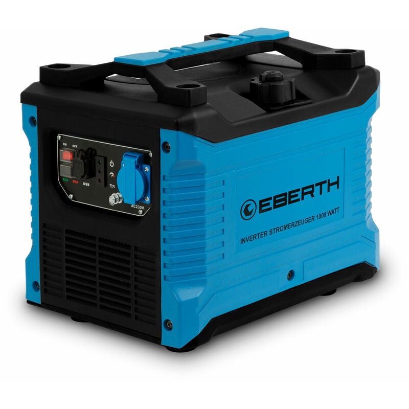 EBERTH 1000 Watt Generatore di corrente Inverter, Gruppo elettrogeno con 2  CV Motore a benzina 4T, 1x 230V, 2x USB, tecnologia inverter per una  potenza senza picchi di tensione, Generatore portatile