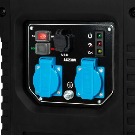 EBERTH 2000 Watt Generatore di Corrente Inverter 3 CV, Gruppo Elettrogeno 2x 230V con Motore a Benzina 4 Tempi, 2x USB, Generatore di corrente portatile, Centrale elettrica portatile 78,8cc 1 cilindro