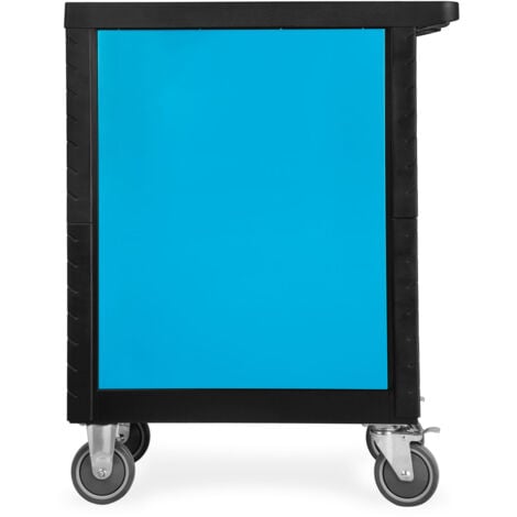 EBERTH Carrello officina blu incl. utensili (7 cassetti con cuscinetti a sfera, 5 cassetti con attrezzi, bloccabili, 2 ruote girevoli, freno di stazionamento, rivestito a polvere)
