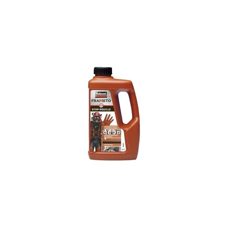 Rubson Frameto Stop-Rouille, Traitement antirouille noir pour intérieur et extérieur, Convertisseur de rouille à effet immédiat, peut être peint, 500 ml