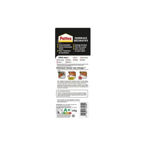 PATTEX Colle de Fixation Panneau Décoratif, Colle à base de polymère haute performance - Cartouche de 470 gr