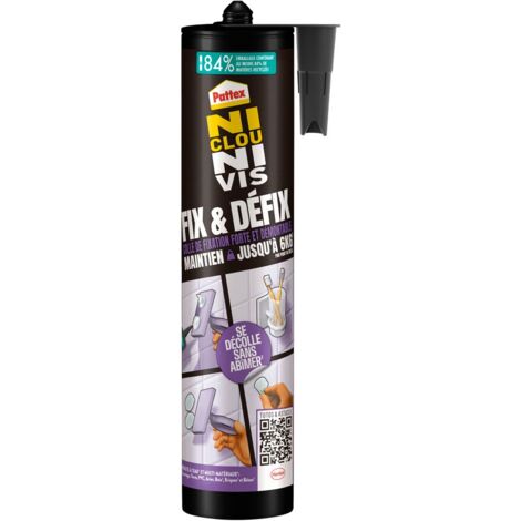 Pattex – Colle de fixation forte et démontable 308 g – Résistance jusqu'à 6 kg – Pour carreaux, verre, PVC – Transparent, résiste à l'eau