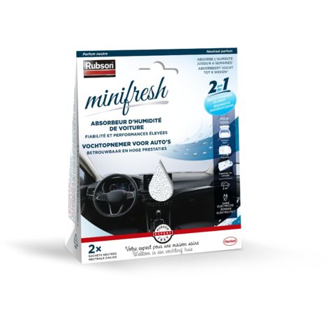 Rubson Absorbeur d'humidité MINIFRESH spécial Voiture 50g Lot de 2 sachets