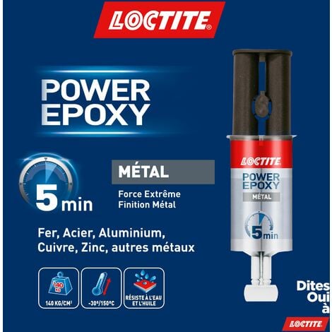 Loctite Colle Epoxy liquide spéciale Metal, Colle epoxy bi-composante  couleur métal, Colle forte et rapide