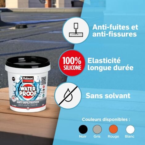 Rubson Revêtement Anti-Infiltrations Stop fuite Rouge 1 kg, pour réparation & étanchéité de toitures inclinées & plates, Résine silicone imperméable anti-fuites & anti-fissures