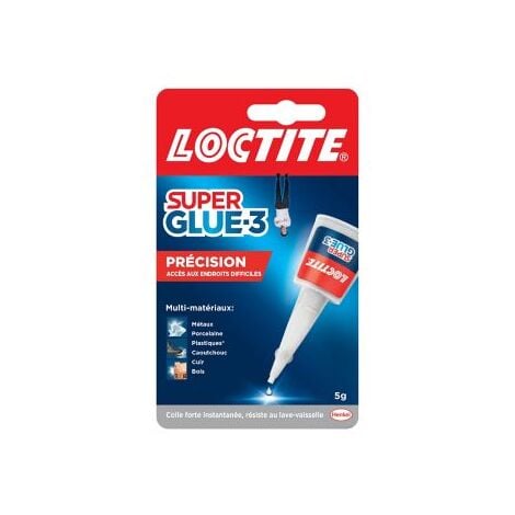 Loctite Super Glue-3 Précision, colle forte pour réparations précises,  colle liquide tous matériaux, colle transparente à séchage rapide, flacon 5  g