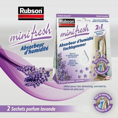 Rubson Minifresh Absorbeur d'Humidité en sachet Parfum Lavande, spécial  placards, tiroirs, penderies, voitures, Absorbeur d