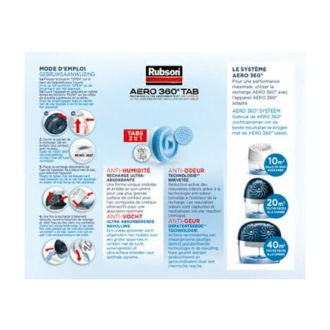 RUBSON - Rubson 4 recharges absorbeur d'humidité Aero 360° anti odeurs -  Lot de 4 recharges absorbeur humidité Rubson AERO 360 contre l� -  Livraison gratuite dès 120€