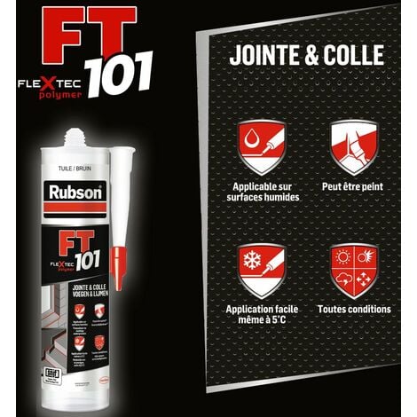 Rubson FT 101 Tuile, Mastic polymère de haute qualité pour joints, fissures, collages, Mastic étanche pour intérieur & extérieur, Mastic multi-matériaux, cartouche de 280 ml
