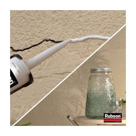 Rubson FT 101 Blanc, Mastic polymère de haute qualité pour joints, fissures, collages, Mastic étanche pour intérieur & extérieur, Mastic multi-matériaux, cartouche de 280 ml