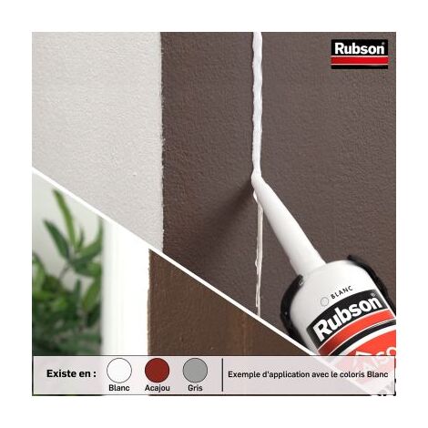 Rubson Mastic Maison Acrylique Murs & Fenêtres, mastic acrylique gris pour intérieur & extérieur, comble fissure, joint porte et fenêtre, Cartouche de 280 ml