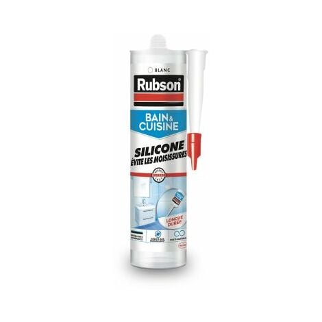 RUBSON - Mastic silicone ST 5 pour sanitaire et carrelage - gris clair -  cartouche de 300 ml
