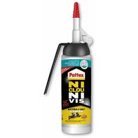 Pattex Ni Clou Ni Vis Extra Fort & Rapide, colle de fixation surpuissante, colle rapide qui permet une prise instantanée, colle blanche, aérosol prêt à l'emploi 133 gr