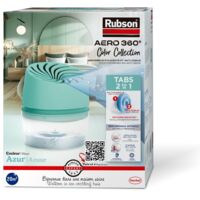 Rubson AERO 360° Absorbeur d'Humidité Couleur Azur (1 appareil + 1 recharge de 450 g), Déshumidificateur anti-odeur & anti-moisissure pour pièce jusqu'à 20 m²