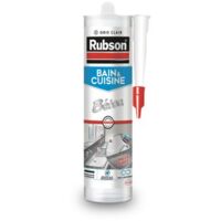 Rubson Mastic Bain & Cuisine Couleur Béton, Joint silicone multi-matériaux renforcé en antifongiques, mastic sanitaire coloré, souple & étanche, Cartouche de 280 ml