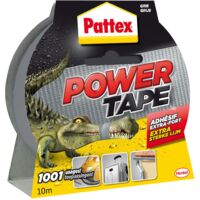Pattex Power Tape, Ruban adhésif gris extra fort pour charges lourdes, Bande adhésive toilée tous supports, Rouleau adhésif étanche de 48 mm x 10 m