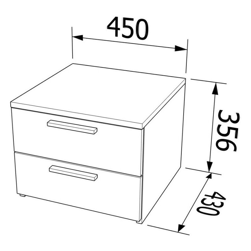 709CZ - Cassettiera cameretta-ufficio L 45 e 2 cassetti h.16 e h32, con  guide a chiusura rallentata 45x45x51,6 (LxPxH)