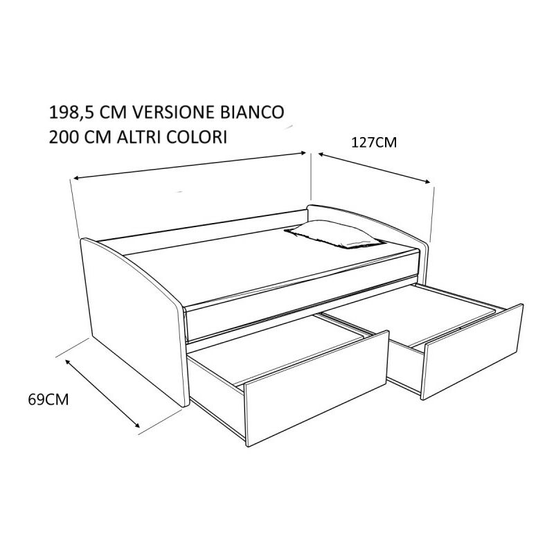 Cameretta 120x190 completa con letto a una piazza e mezza ad angolo rovere e  antracite CBG8