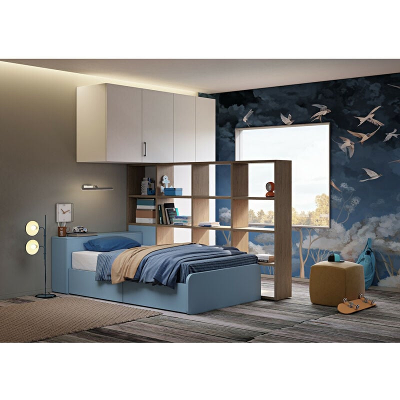 864CK - Letto cameretta 120x190 singolo con elemento contenitore