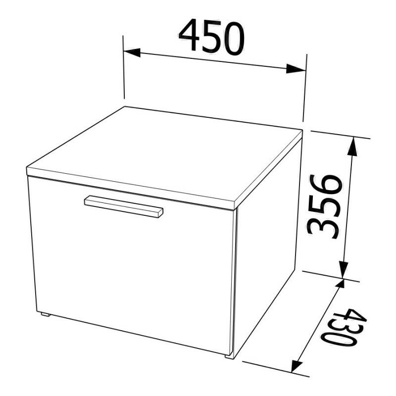 720CZ - Cassettiera cameretta-ufficio L 45 e 1 cassetti h.32, con guide a chiusura  rallentata 45x45x35,6 (LxPxH) - Rovere rock