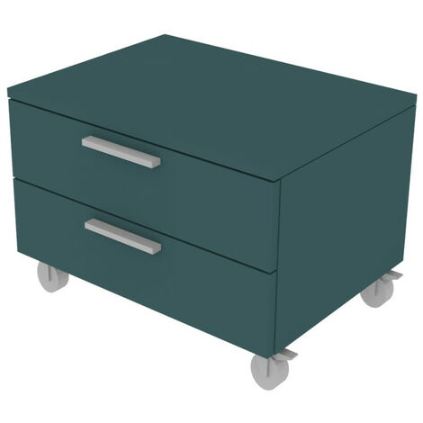 Cassettiera 2 cassetti - Design moderno, chiusura rallentata - Verde Petrolio (1/5)