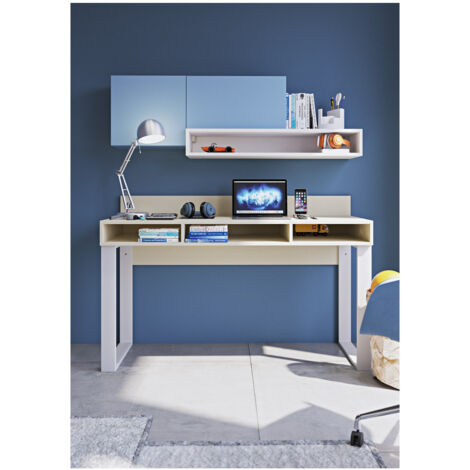 Scrivania con pensili design moderno e libreria sospesa - Angolo studio completo - Avio