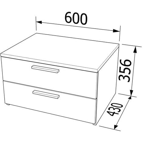 820CZ2 - Cassettiera cameretta-ufficio L 60 e 2 cassetti h.16, con guide a  chiusura rallentata 60x45x35,8 (LxPxH)