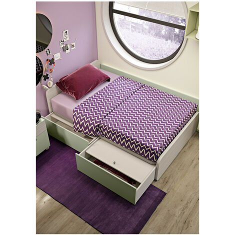 CUPIDO120R - Letto cameretta a cuore 120x190 con secondo letto estraibile e  testata personalizzabile.Rete inclusa