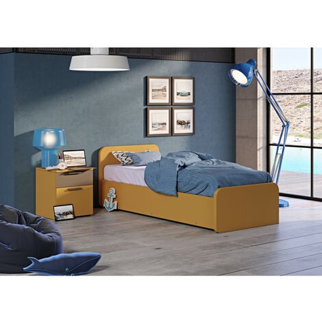 Letto singolo con letto estraibile, trasformabile in matrimoniale. Testate personalizzabili, reti in acciaio e doghe in faggio - Bianco