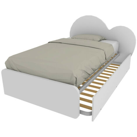 Letto a cuore 1 piazza e mezza con secondo letto estraibile - Perfetto per camerette - Bianco