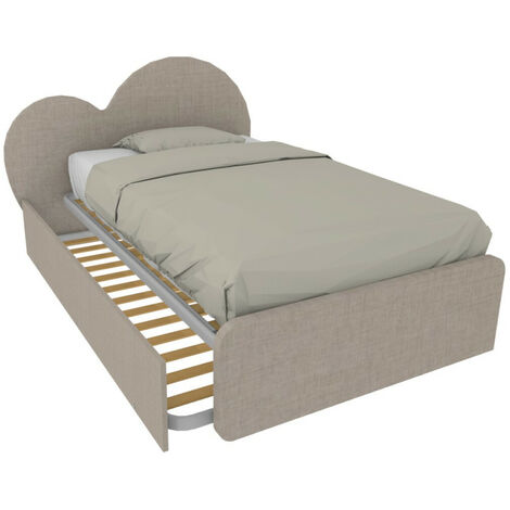 Letto a cuore 1 piazza e mezza con secondo letto estraibile - Perfetto per camerette - Effetto tessuto