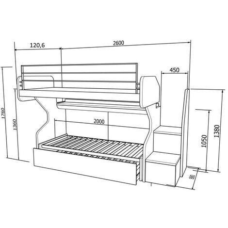 GSMINIR - Letto a castello scorrevole con secondo letto estraibile