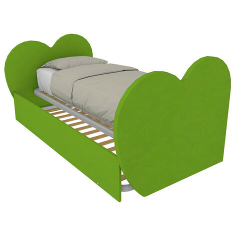 Letto singolo a cuore con secondo letto estraibile - Ideale per camerette - Verde mela