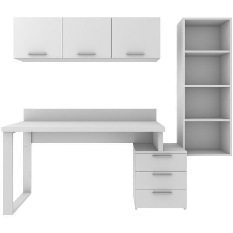 Angolo libreria design con cubotti e cassettiera - Soluzione moderna e salvaspazio - Bianco