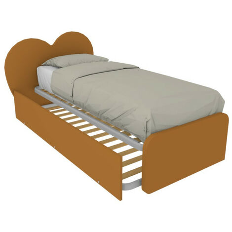 Letto singolo a cuore "Cupidor" con secondo letto estraibile - Zolfo (1/5)