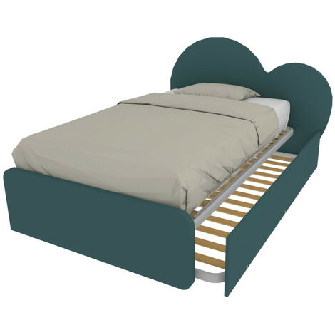 Letto a cuore 1 piazza e mezza con secondo letto estraibile - Perfetto per camerette - Verde Petrolio