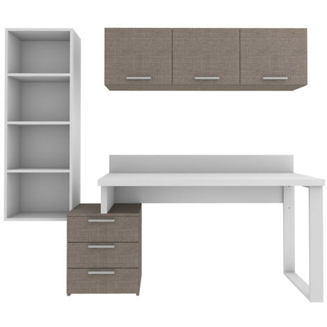 Angolo libreria design con cubotti e cassettiera - Soluzione moderna e salvaspazio - Bianco e Fumo