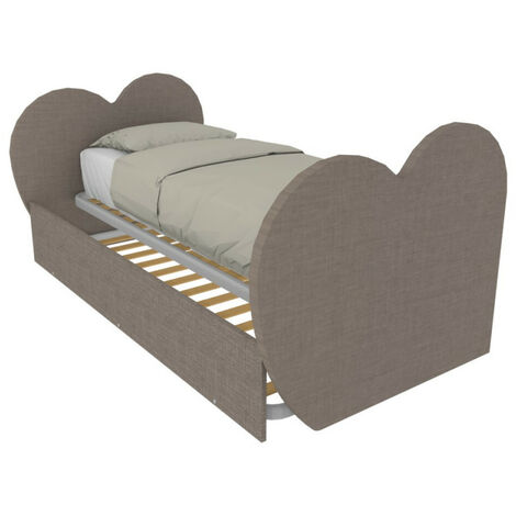 Letto singolo a cuore con secondo letto estraibile - Ideale per camerette - Grigio fumo