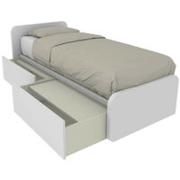 Letto singolo con cassetti 80x190 per cameretta - Design personalizzabile - Bianco