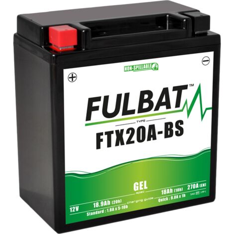 Fulbat – Batterie GEL SLA FTX20A-BS 12V 18Ah 270A – Dimensions 150x87x161mm – Technologie GEL pour performance durable