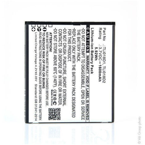 NX - Batterie téléphone, smartphone, GSM pour Alcatel 3.7V 1600mAh - TLI018D1TLI018D2 (1/4)