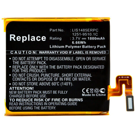 NX - Batterie téléphone, smartphone, GSM pour Sony Ericsson 3.7V 1800mAh - 1251-9510.11 (1/5)