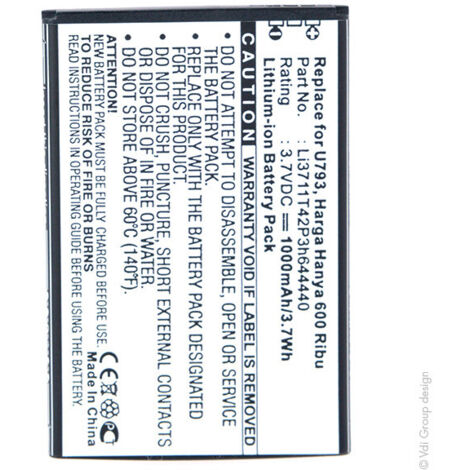 Batterie Vhbw 800 MAh Compatible ZTE S100, S131, S132, S160, S189, Z160, C190, V16