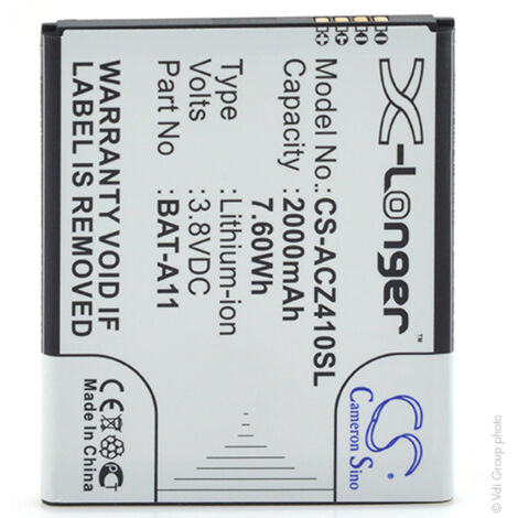 NX - Batterie téléphone, smartphone, GSM pour Acer 3.8V 2000mAh - BAT-A11BAT-A11(1ICP5/