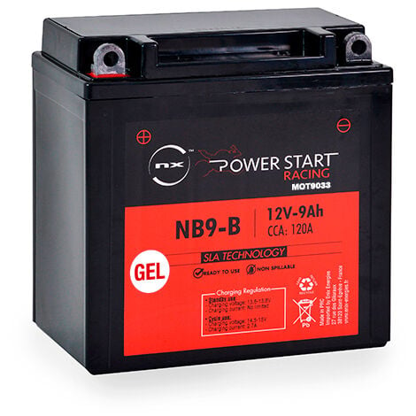 NX - Batterie moto Gel YB9-B / 12N9-4B-1 / NB9-B 12V 9Ah