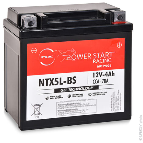 Batterie moto 12V 4Ah sans entretien YTX5L-BS / GTX5L-BS