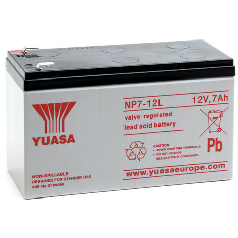 Yuasa - Batterie plomb AGM YUASA NP7-12L 12V 7Ah F6.35