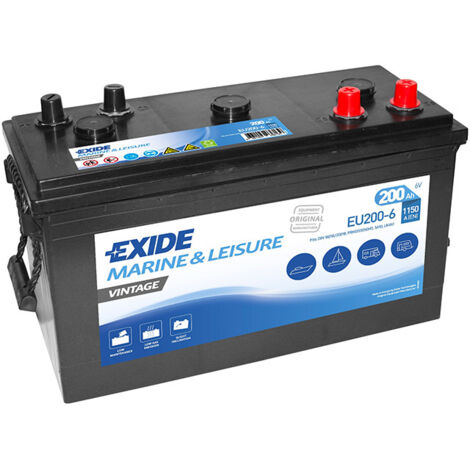Exide – Batterie de voiture 6V 200Ah 1150A – EU2006 – Plomb ouvert – Démarrage rapide pour camions et groupes électrogènes